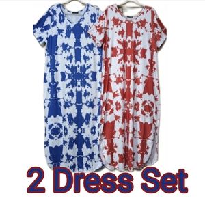 EMERY ROSE Split Hem Tye Dye Dresses 2 Piece Lot Size 2X NWT